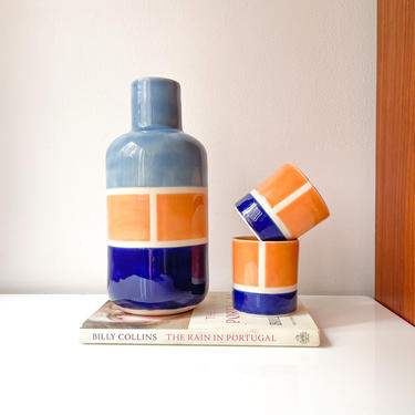Reminds Me of You: Carafe with cups in Apricot and Blue