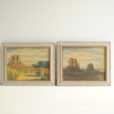 Vintage Tiny Landscape Paintings of the American Southwest, Small Oil Landscape Paintings, Arizona, Utah Landscape Paintings 
