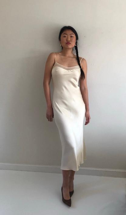 Size SM 90s Silk Satin Long Dress