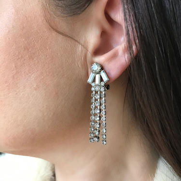 Vintage 50s Rhinestone Dangle Earrings 