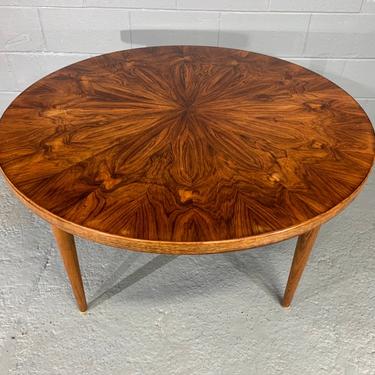 Extraordinary Dramatic Figured Grain Rosewood Round Coffee Table by Edvard Valentinsen