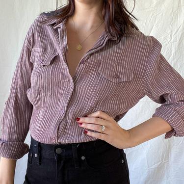 Vintage Button Up/ Button Up Shirt/ Striped Shirt/ Vintage Blouse/ Vintage Laura Scott/ Medium/ Large 