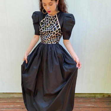 Vintage 80s Carolina Herrera Sequin Puff sleeve Bubble skirt Prom Cocktail Gown Maxi dress XS S 