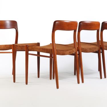 Set of Four (4) Moller Model #75 Dining Chairs in Teak 