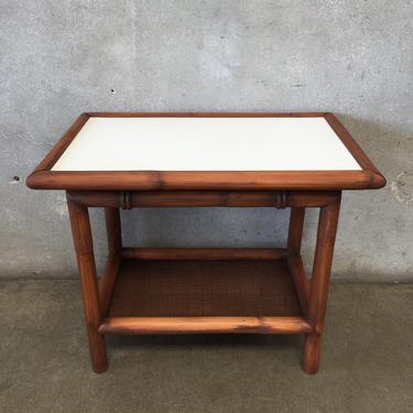 Vintage Bamboo &amp; Laminate End Table