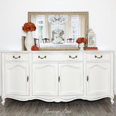 Vintage White French Provincial Sideboard Buffet 