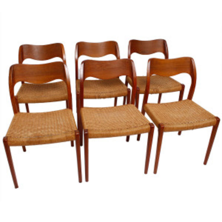 Set of 6 Danish Modern Teak Niels Moller #71 Dining Chairs