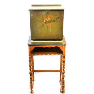 Antique Folk Art Hand Painted Phone Table 
