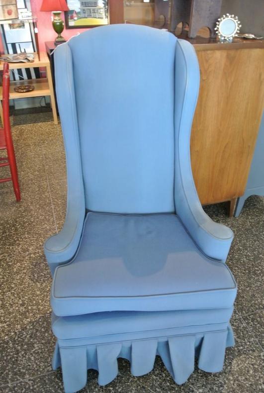                   Blue wingback chairs. $125/each, two available