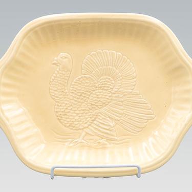 California Original Thanksgiving Dinner Turkey Platter | Vintage Mid-century Yellow Serving Plate 