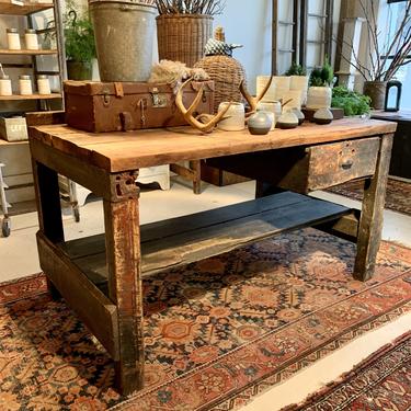 Vintage Workbench With Drawer