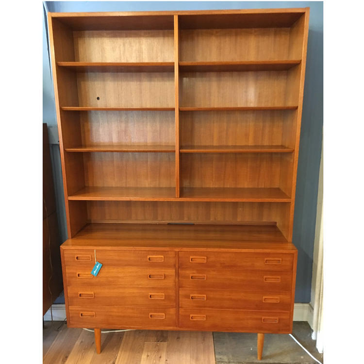 Condo Sized Danish Teak Adjustable Bookcase / Display Cabinet