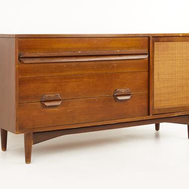 Lawrence Peabody Mid Century Walnut and Cane Sideboard Credenza - mcm 