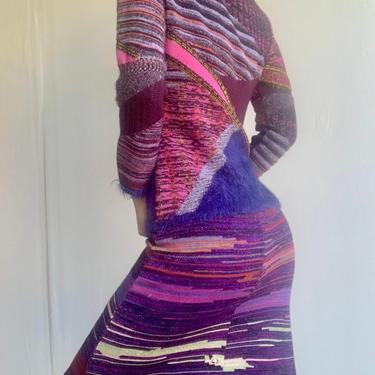 Christian Lacroix Purple and Pink Abstract Skirt 