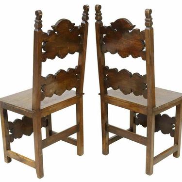Antique Chairs, Side, Baroque Style, Six, Inlaid Carved Walnut Chairs, 1900's!!