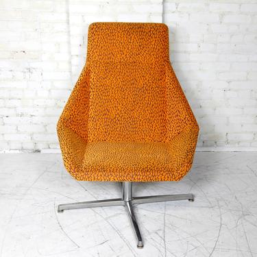 Atomic style orange swivel armchair with tall back by Arcadia Chairs in CA NIOS@ | Free delivery in NYC and Hudson Valley areas 