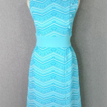 1970s - Mid Century Mod - Summer Event - Turquoise - Party Dress - by Gay Gibson - Estimated M 8/10 