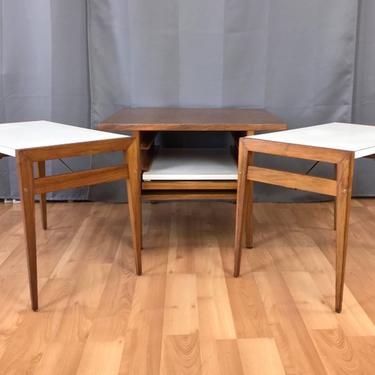 John Keal for Brown-Saltman Walnut and Laminate Folding Table Set