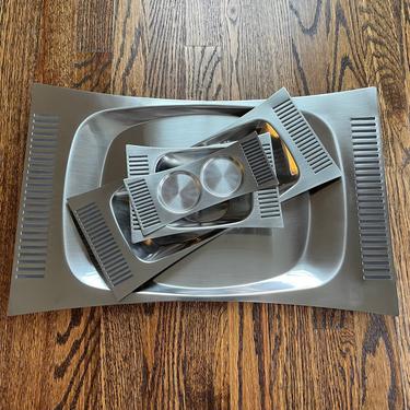 Vintage MCM B&B Sweden Stainless Serving Trays 