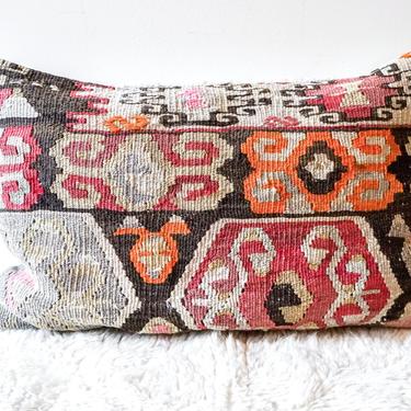 Vibrant Vintage Woven Kilim Pillow Case with Insert 