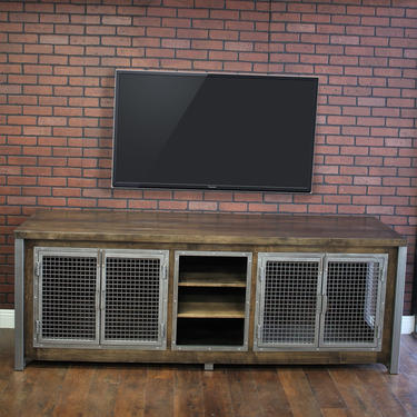 Industrial Dog Crate Console Credenza / Rustic Media Center / Urban Modern Entertainment Center / rustic office furniture / dog kennel 