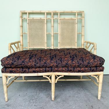 Faux Bamboo and Cane Bench