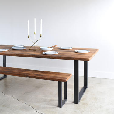 Industrial Modern Kitchen Table / U-Shaped Metal Legs / Made From Reclaimed Wood 