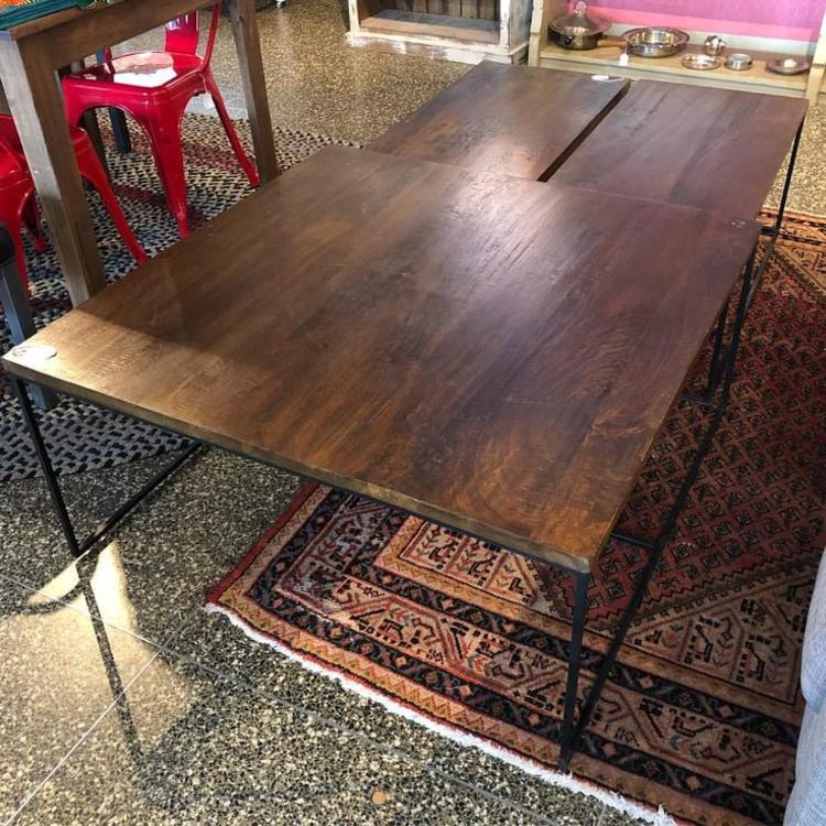                  64 Square iron and wood coffee table! $175