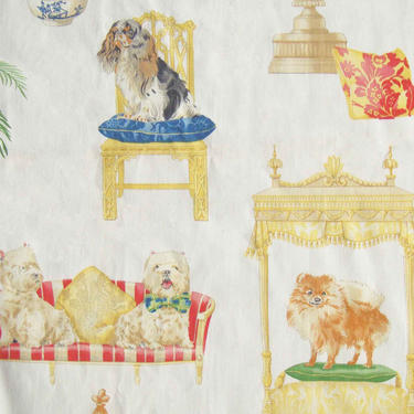 Vintage Dog Fabric Toy Dogs Novelty Print 1.4 Yd 