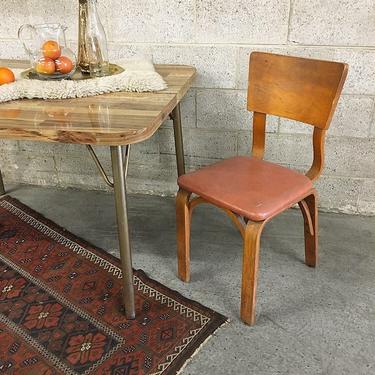 LOCAL PICKUP ONLY Vintage Thonet Chair Retro 1960s Mid Century Modern Brown Wood Frame and Red Leather Seat Dining + Kitchen + Office Chair 