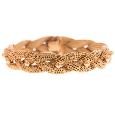 18k solid gold vintage woven bracelet 