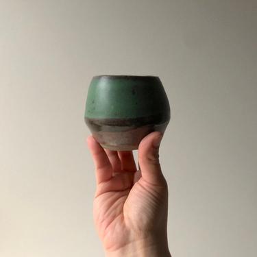 Handmade Mini Planter, Pottery Mini Succulent Planter, Green Pottery Stoneware Mini Planter 