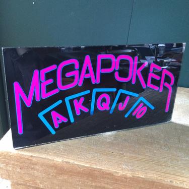 MegaPoker! Glass Sign Arcade Bar Art Slots Casino Poker Neon Pink Panel Machine 