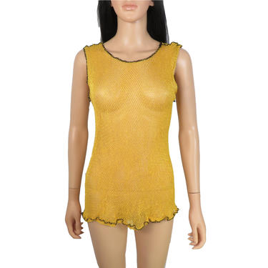 Vintage Yellow Mesh Tank Top Size One Size Fits Most 