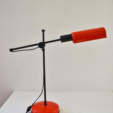 Vintage Italian Modernist Desk Lamp in Red & Black by Venetai Lumi by SourcedModern