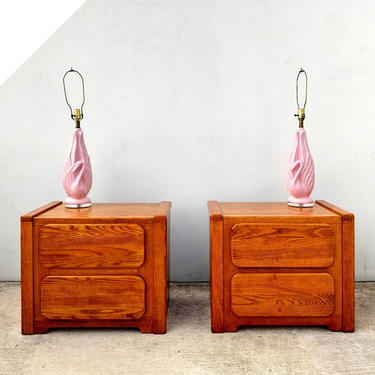Pair of Nightstands with Oval Drawers