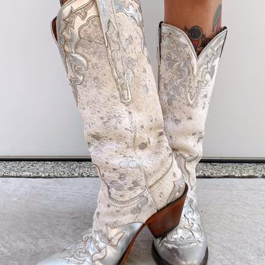 Silver Cowhide Lucchese Cowgirl Boots