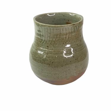 Vintage Brown Stoneware Studio Pottery Vase Signed 