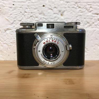 1947 Bolsey Model B 35mm Camera with 44mm Wollensak Velostigmat Lens, Leather Case, Strap 