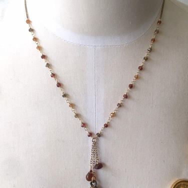 The Last Unbreakable Vow [assemblage necklace: vintage pendant, multicolor garnets, gold filled chain] 