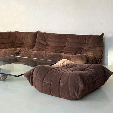 Vintage 3-Piece Brown Togo Sofa Set for Linge Roset