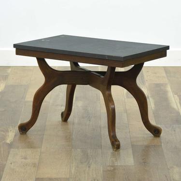 Antique Hepplewhite End Table W Black Stone Top