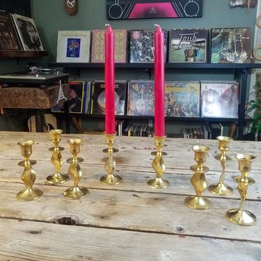 Tall Brass Taper Candle Holder Twist Candlesticks for Glamorous Dining Table, Holiday Party, Wedding, Altar Offering, Christmas Dinner 