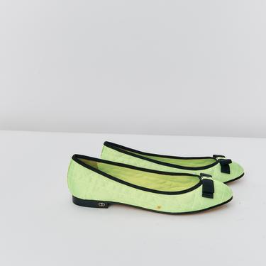 Christian Dior Neon Ballet Flats, Size 38.5