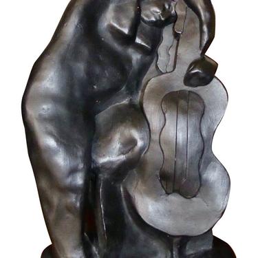 Jan & Joel Martel Art Deco Cubist  “Woman with Cello” in Terra-cotta 
