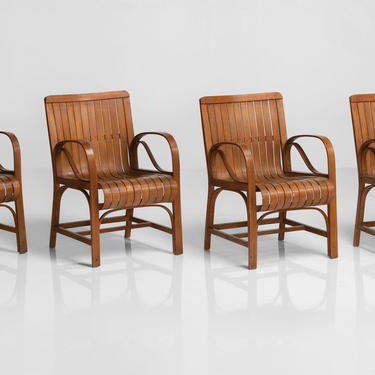 Slatted Bentwood Armchairs