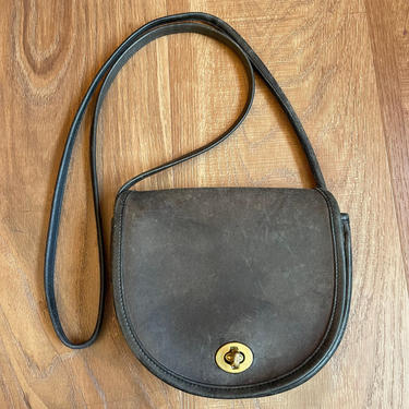 1960s Small Coach Bag Made in New York 1970s Leather Crossbody Bag Black Purse 
