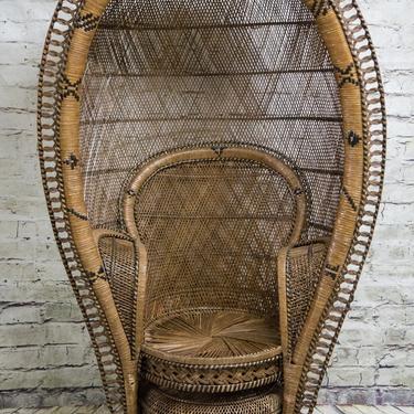 SHIPPING NOT FREE!! Vintage Wicker Balloon Peacock Chair 