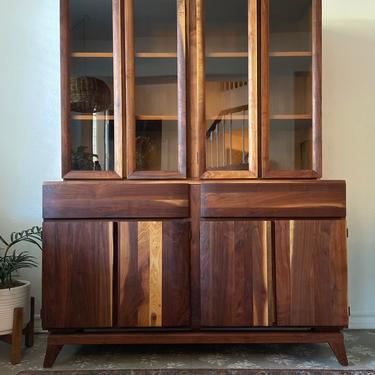 Vintage Mid Century Solid Walnut China Cabinet Display Cabinet by Bissman *Local Pick Up Only 