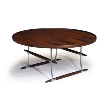 Jens Quistgaard for Nissen Langa Circular Rosewood and Chrome Coffee Table